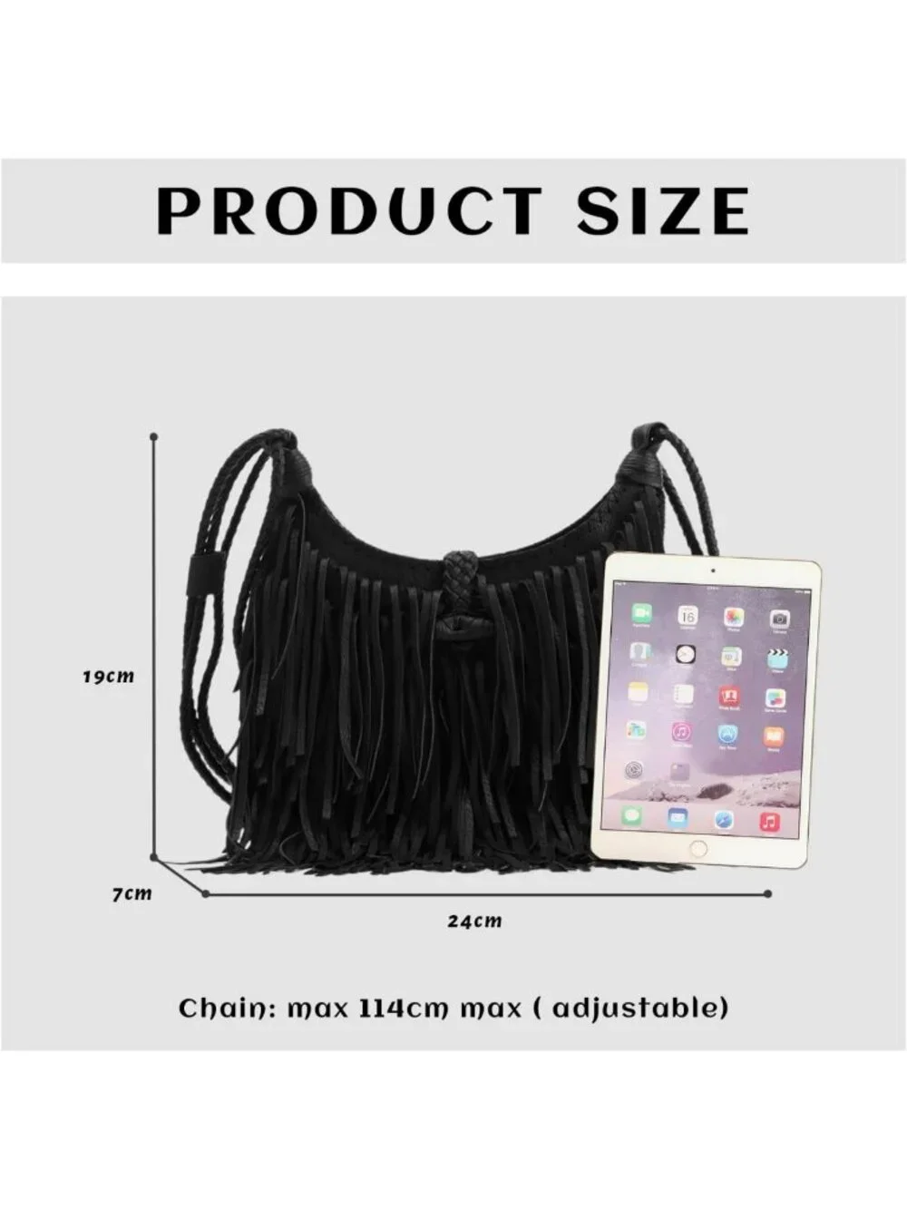 Vintage Fringe Hobo Bag for Women | Vegan Faux Suede Leather Crossbody Purse